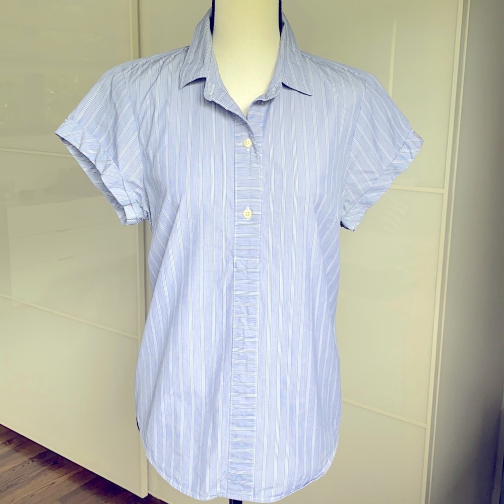 3/$10 J. CREW Half button-down blue striped shirt EUC